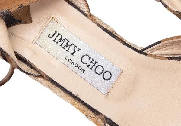 ジミーチュウJIMMY CHOO レオパードウェッジソールサンダル ブラウン黒37(24位) K-120500_018