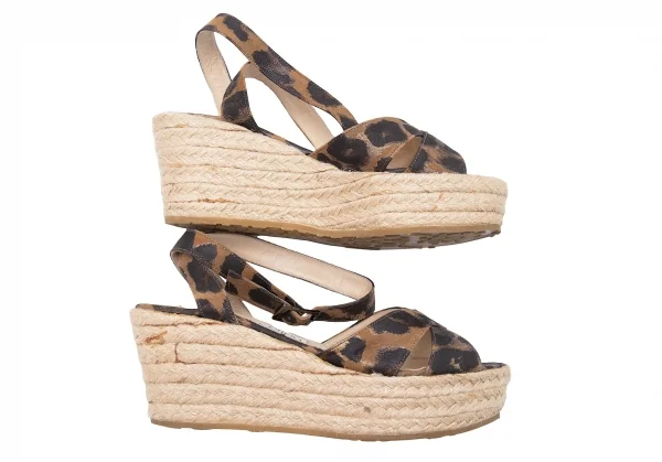 ジミーチュウJIMMY CHOO レオパードウェッジソールサンダル ブラウン黒37(24位) K-120500_004
