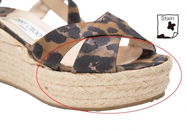 ジミーチュウJIMMY CHOO レオパードウェッジソールサンダル ブラウン黒37(24位) K-120500_008