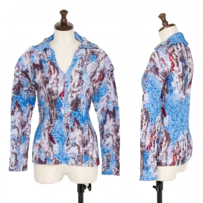 ISSEY MIYAKE Printed Pleats Long Sleeve Top