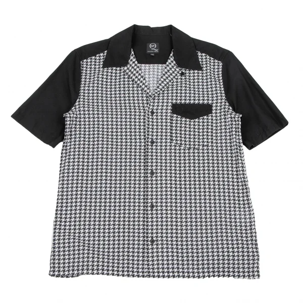マックキュー アレキサンダーマックイーンMcQ Alexander McQUEEN 千鳥格子切替オープンカラーシャツ 白黒46 K-120532_001