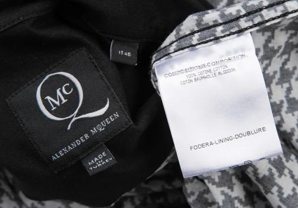 マックキュー アレキサンダーマックイーンMcQ Alexander McQUEEN 千鳥格子切替オープンカラーシャツ 白黒46 K-120532_015