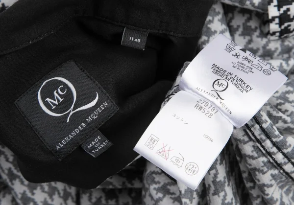 マックキュー アレキサンダーマックイーンMcQ Alexander McQUEEN 千鳥格子切替オープンカラーシャツ 白黒46 K-120532_016