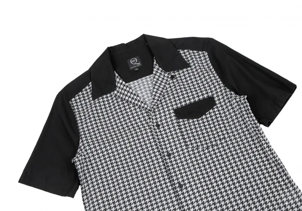 マックキュー アレキサンダーマックイーンMcQ Alexander McQUEEN 千鳥格子切替オープンカラーシャツ 白黒46 K-120532_002
