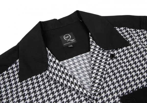 マックキュー アレキサンダーマックイーンMcQ Alexander McQUEEN 千鳥格子切替オープンカラーシャツ 白黒46 K-120532_003