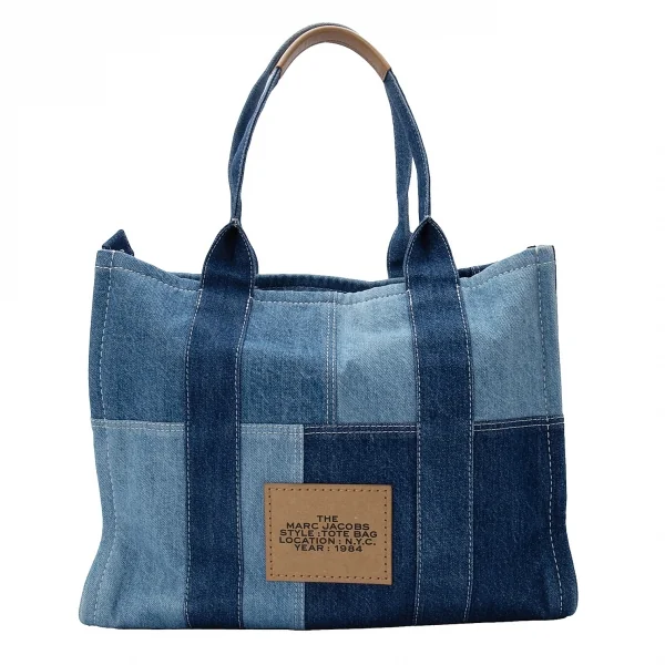 マークジェイコブスMARC JACOBS パッチワークデニムトートバッグ インディゴ K-120538_004