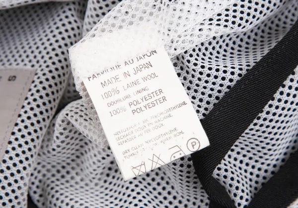 ヨウジヤマモト ファムYohji Yamamoto FEMME 裏メッシュウールギャバプリーツ切替キモノコート 黒S K-120541_014