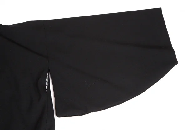 ヨウジヤマモト ファムYohji Yamamoto FEMME 裏メッシュウールギャバプリーツ切替キモノコート 黒S K-120541_005