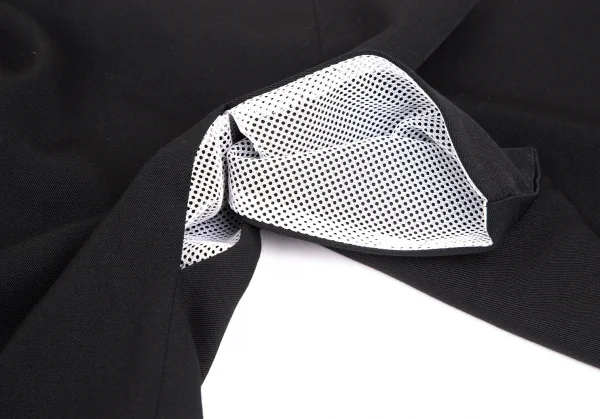 ヨウジヤマモト ファムYohji Yamamoto FEMME 裏メッシュウールギャバプリーツ切替キモノコート 黒S K-120541_006