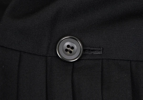 ヨウジヤマモト ファムYohji Yamamoto FEMME 裏メッシュウールギャバプリーツ切替キモノコート 黒S K-120541_009