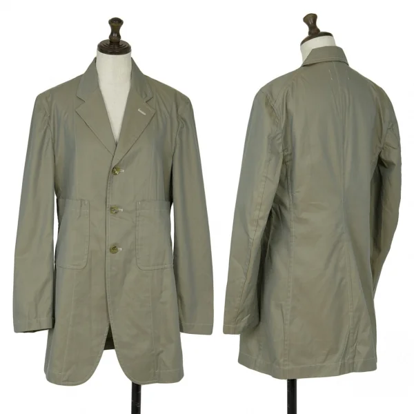 ローブドシャンブル コムデギャルソンrobe de chambre COMME des GARCONS 玉虫コットンポケットデザインロングジャケット 玉虫カーキS位 K-120628_001