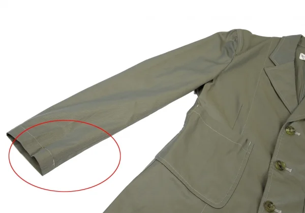 ローブドシャンブル コムデギャルソンrobe de chambre COMME des GARCONS 玉虫コットンポケットデザインロングジャケット 玉虫カーキS位 K-120628_005