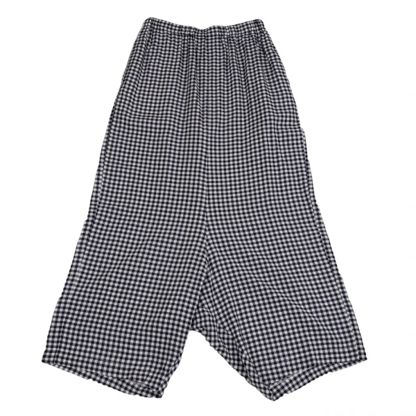 ローブドシャンブル コムデギャルソンrobe de chambre COMME des GARCONS ギンガムチェックレーヨンサルエルパンツ 白紺S位 K-120634_001