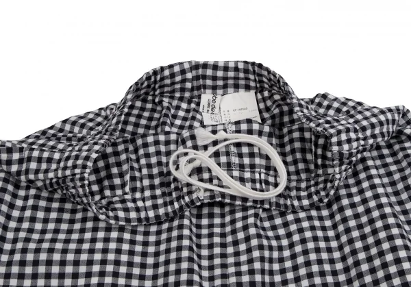 ローブドシャンブル コムデギャルソンrobe de chambre COMME des GARCONS ギンガムチェックレーヨンサルエルパンツ 白紺S位 K-120634_003