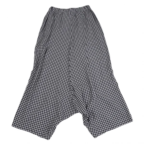 ローブドシャンブル コムデギャルソンrobe de chambre COMME des GARCONS ギンガムチェックレーヨンサルエルパンツ 白紺S位 K-120634_008