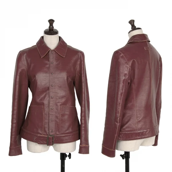 Jean-Paul GAULTIER FEMME Cow Leather Blouson Bordeaux 40 K-120649_001