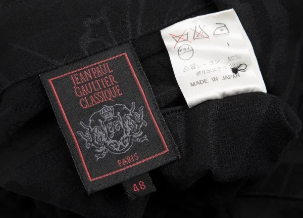 ジャンポールゴルチエ クラシックJean Paul GAULTIER CLASSIQUE オパール加工総柄シースルーレーヨンシャツ 黒48 K-120712_016