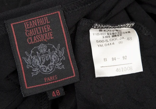 ジャンポールゴルチエ クラシックJean Paul GAULTIER CLASSIQUE オパール加工総柄シースルーレーヨンカットソー 黒48 K-120713_014