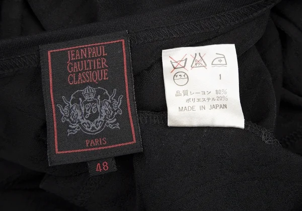 ジャンポールゴルチエ クラシックJean Paul GAULTIER CLASSIQUE オパール加工総柄シースルーレーヨンカットソー 黒48 K-120713_015