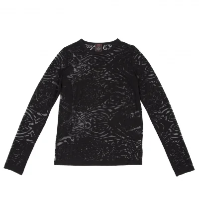 ジャンポールゴルチエ クラシックJean Paul GAULTIER CLASSIQUE オパール加工総柄シースルーレーヨンカットソー