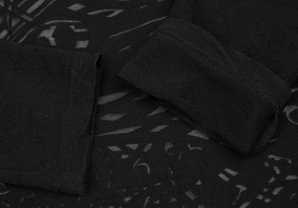 ジャンポールゴルチエ クラシックJean Paul GAULTIER CLASSIQUE オパール加工総柄シースルーレーヨンカットソー 黒48 K-120713_004