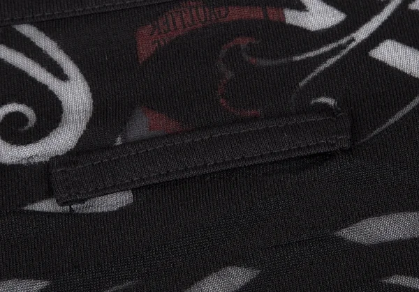 ジャンポールゴルチエ クラシックJean Paul GAULTIER CLASSIQUE オパール加工総柄シースルーレーヨンカットソー 黒48 K-120713_009