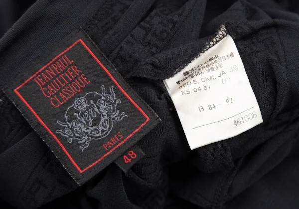 ジャンポールゴルチエ クラシックJean Paul GAULTIER CLASSIQUE 透かしロゴボーダーレーヨンTシャツ 濃紺48 K-120719_011