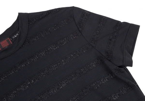 ジャンポールゴルチエ クラシックJean Paul GAULTIER CLASSIQUE 透かしロゴボーダーレーヨンTシャツ 濃紺48 K-120719_003
