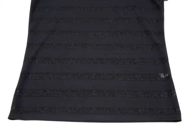 ジャンポールゴルチエ クラシックJean Paul GAULTIER CLASSIQUE 透かしロゴボーダーレーヨンTシャツ 濃紺48 K-120719_004