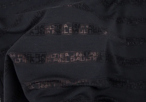 ジャンポールゴルチエ クラシックJean Paul GAULTIER CLASSIQUE 透かしロゴボーダーレーヨンTシャツ 濃紺48 K-120719_009