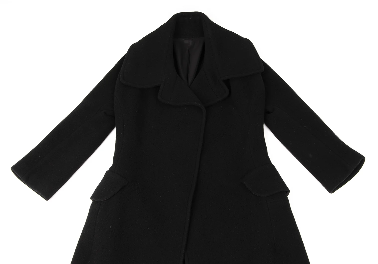 Y's ヨウジヤマモト 女優襟ピーコート ハーフコート ビッグカラー ウール 黒 98aw yohji yamamoto pour homme vintage シンプル ビッグ