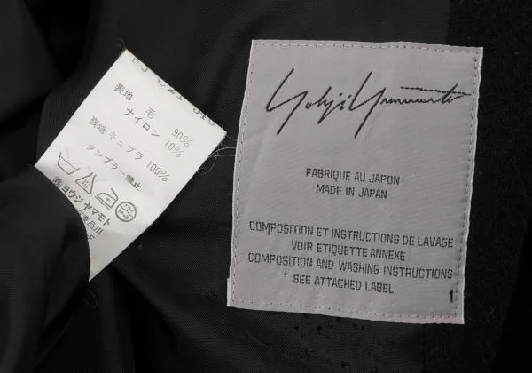 ヨウジヤマモト ファムYohji Yamamoto FEMME メルトンウールボタンレス