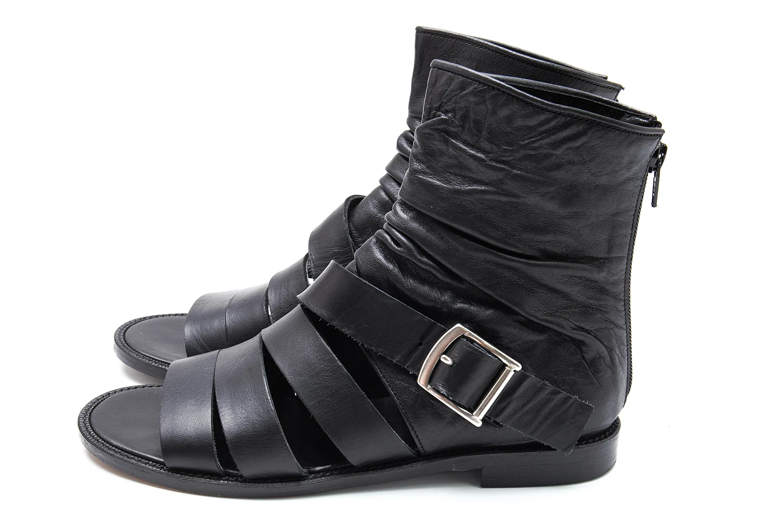 ワイズY's レザーベルトブーツサンダル 黒2(23.5cm位) (K-120752