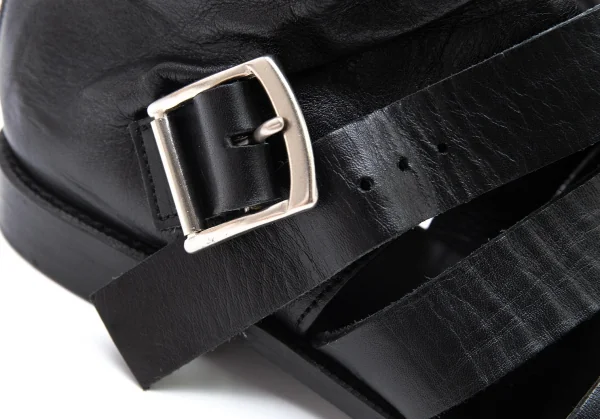 美品　Y's  ワイズ　ベルト付革靴　黒　Mサイズ（23.5） ワイズY's レザーベルトブーツサンダル 黒2(23.5cm位) | DC