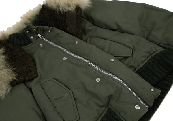 スナオクワハラsunaokuwahara ラクーンファーカラーダウンジャケット オリーブM K-120759_012