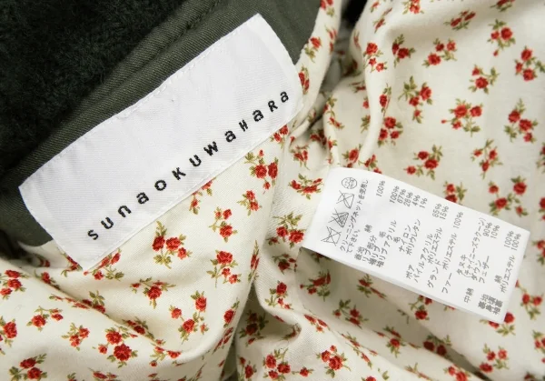 スナオクワハラsunaokuwahara ラクーンファーカラーダウンジャケット オリーブM K-120759_018