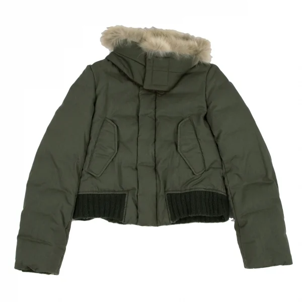 スナオクワハラsunaokuwahara ラクーンファーカラーダウンジャケット オリーブM K-120759_002