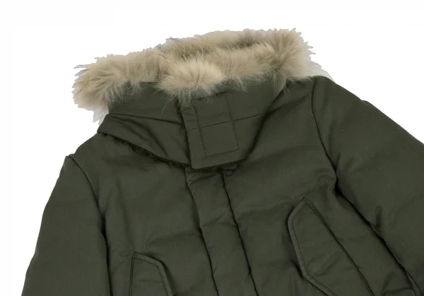 スナオクワハラsunaokuwahara ラクーンファーカラーダウンジャケット オリーブM K-120759_003