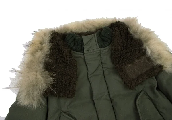 スナオクワハラsunaokuwahara ラクーンファーカラーダウンジャケット オリーブM K-120759_005