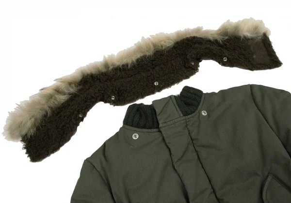 スナオクワハラsunaokuwahara ラクーンファーカラーダウンジャケット オリーブM K-120759_006