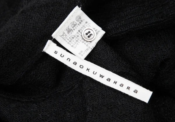 スナオクワハラsunaokuwahara モヘア混ボタン装飾ボタンレスカーディガン 黒M K-120760_015