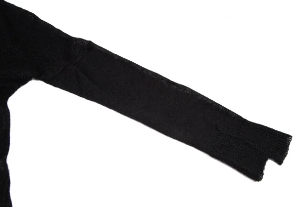 スナオクワハラsunaokuwahara モヘア混ボタン装飾ボタンレスカーディガン 黒M K-120760_007