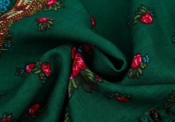 スナオクワハラsunaokuwahara ウールフラワープリント切替デザイン長袖シャツ 緑他M K-120767_012