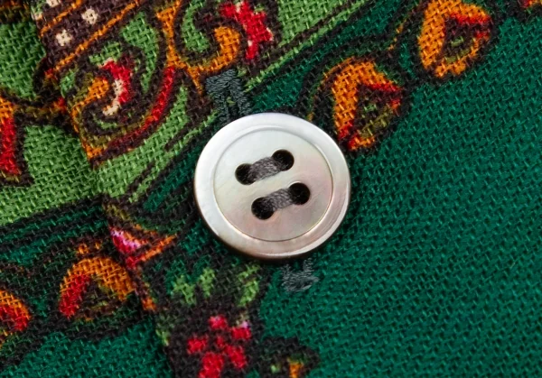 スナオクワハラsunaokuwahara ウールフラワープリント切替デザイン長袖シャツ 緑他M K-120767_005