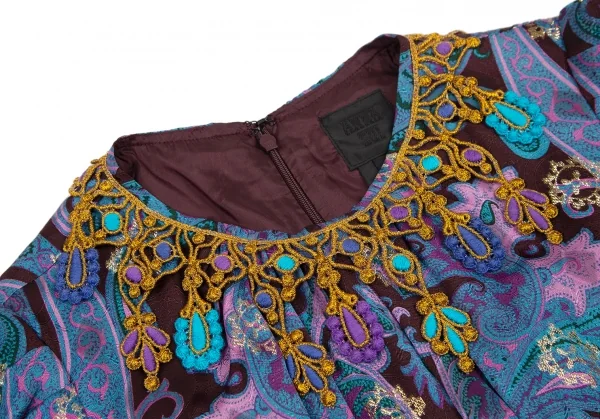 アナスイANNA SUI レース装飾ネックペイズリー柄ワンピース 水色他4 K-120772_004