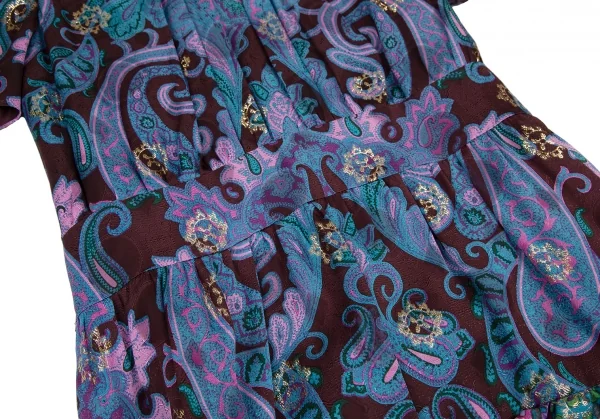 アナスイANNA SUI レース装飾ネックペイズリー柄ワンピース 水色他4 K-120772_006