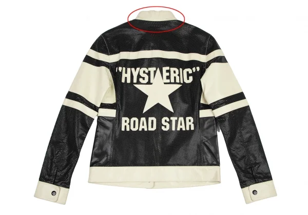 ヒステリックスHysterics ROAD SATR パンチング切替バイカージャケット クリーム黒FREE K-120773_015