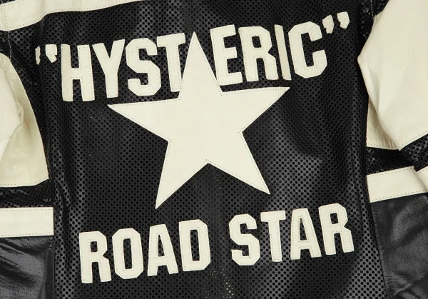 ヒステリックスHysterics ROAD SATR パンチング切替バイカージャケット クリーム黒FREE K-120773_017
