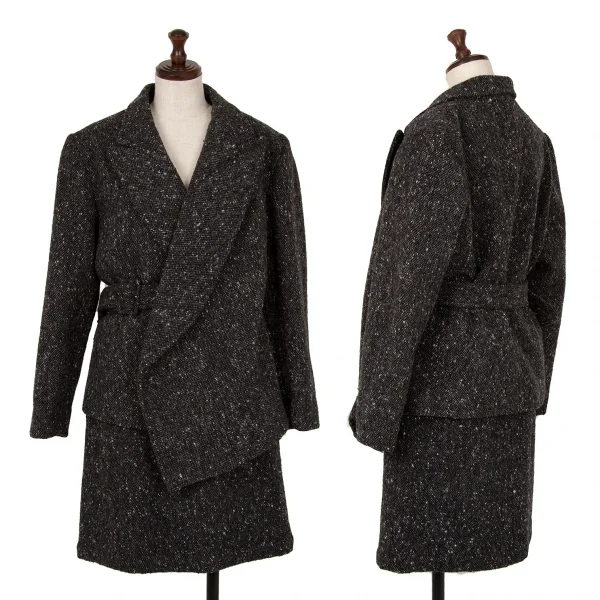 コムデギャルソン フランスCOMME des GARCONS FRANCE ネップツイードベルテッドジャケット チャコールS K-120779_018