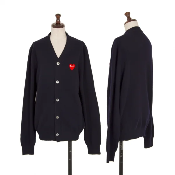PLAY COMME des GARCONS ハートワッペン　カーディガン プレイ コムデギャルソン カーディガン ピンク 重なるダブル赤